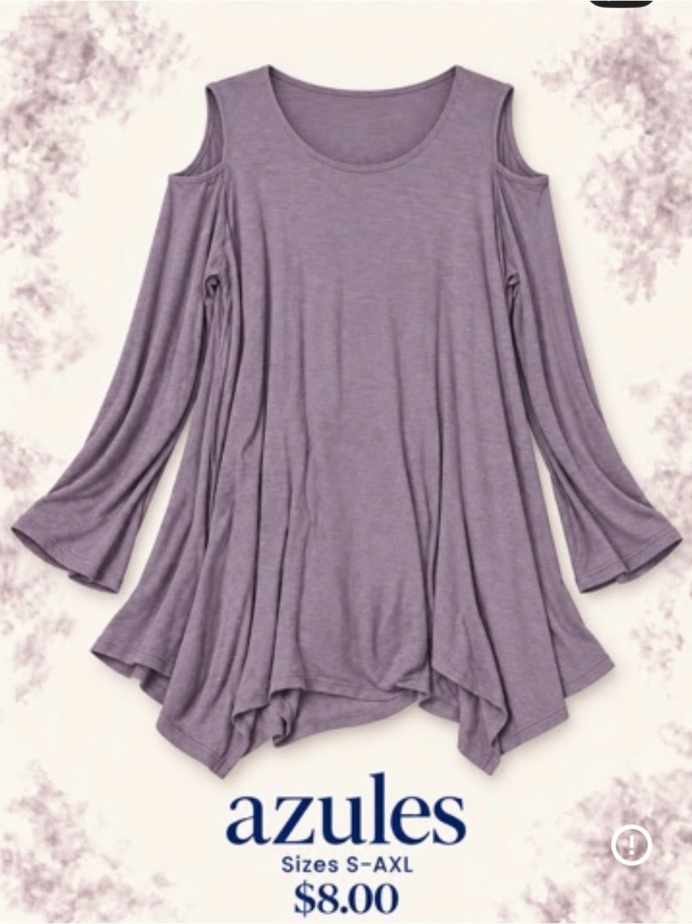 Azules Mauve Cold-Shoulder Flowy Tunic Top